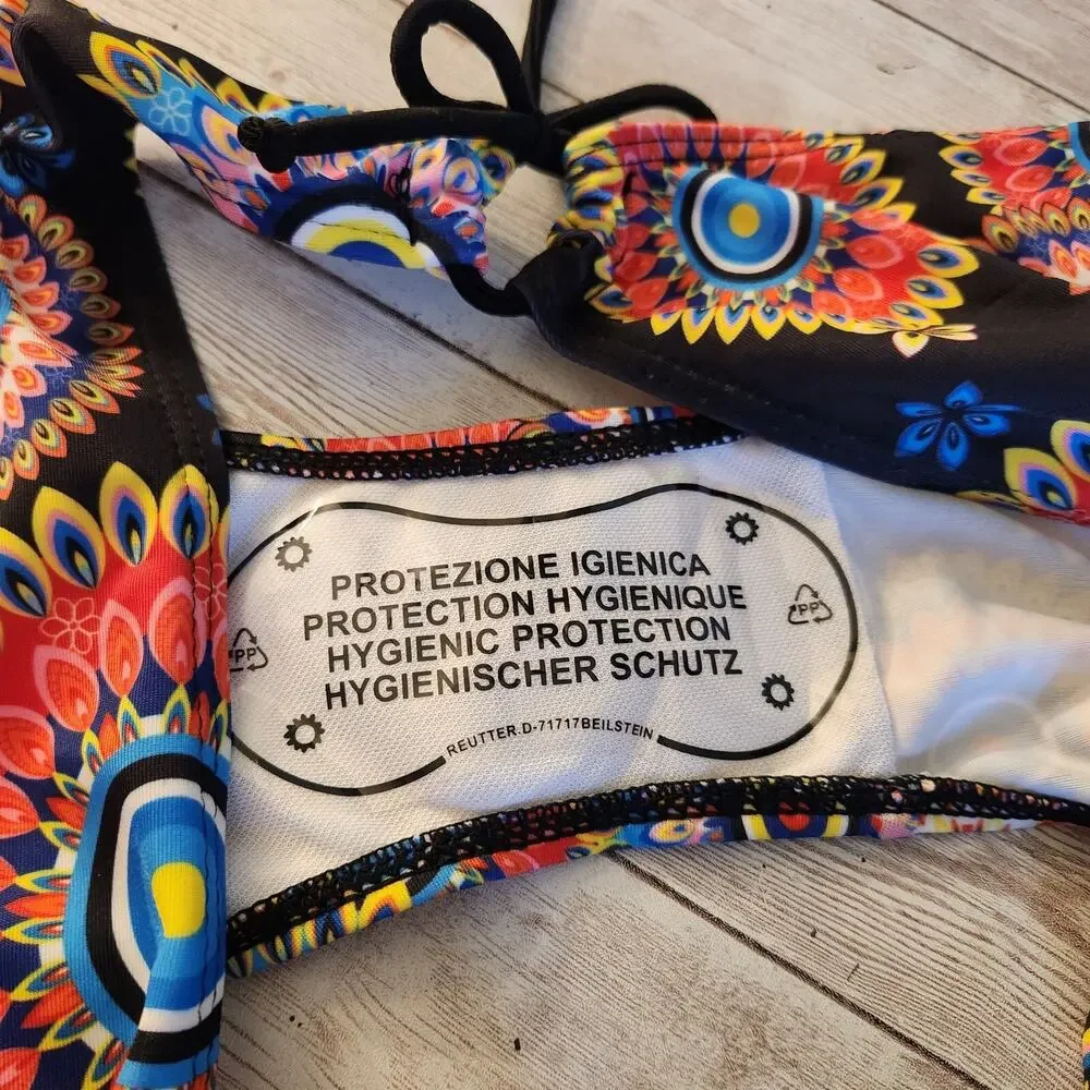 Two Piece Tankini Swimsuit with Mesh Overlay NWOT Size Large - Picture 10 of 12